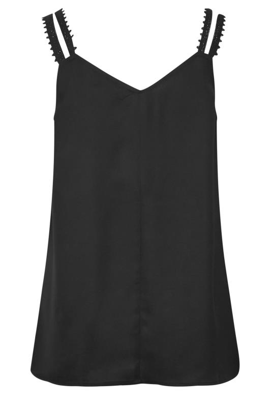 LIMITED COLLECTION Plus Size Black Embroidered Strap Vest Top | Yours Clothing 7