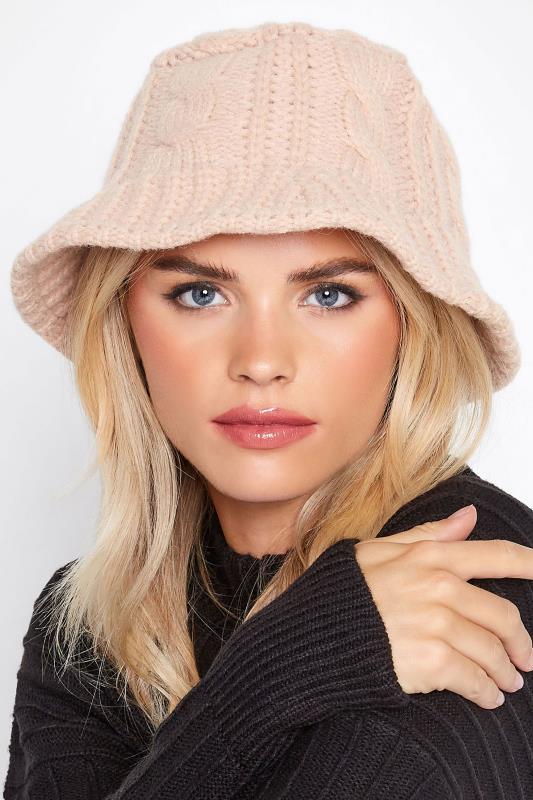Plus Size  Yours Pink Cable Knit Bucket Hat