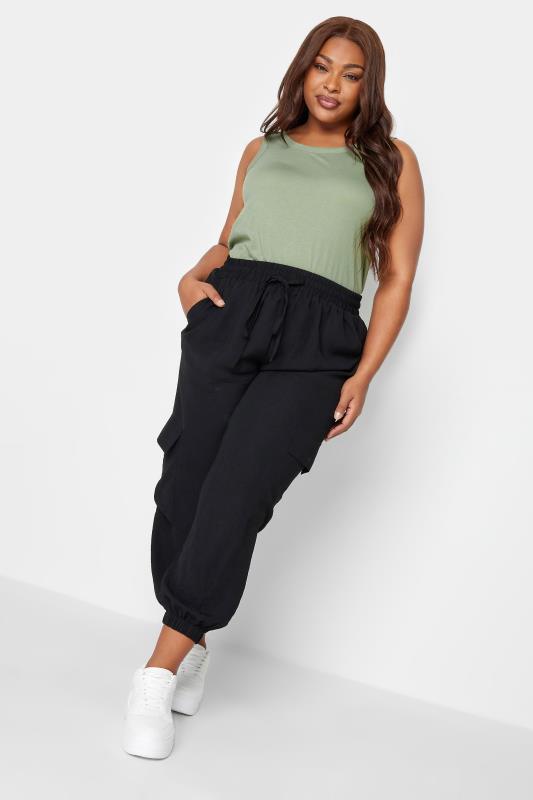 YOURS Plus Size 3 PACK Black & Green Essential Vest Tops | Yours Clothing  4