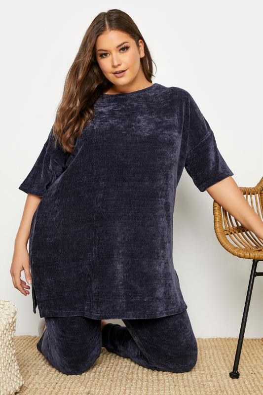 Curve Navy Blue Chenille Lounge Top_A.jpg