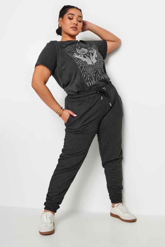 YOURS Plus Size Charcoal Grey Elasticated Joggers | Yours Clothing 2