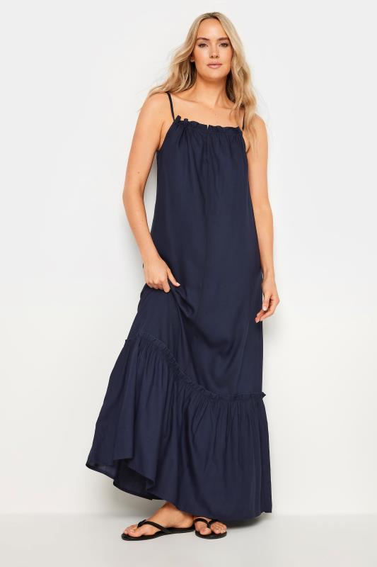 LTS Tall Women's Navy Blue Ruched Neck Maxi Dress | Yours Clothing 2