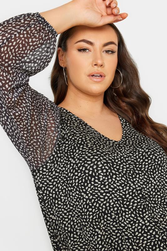 YOURS Plus Size Black Animal Print Mesh Swing Top | Yours Clothing 4