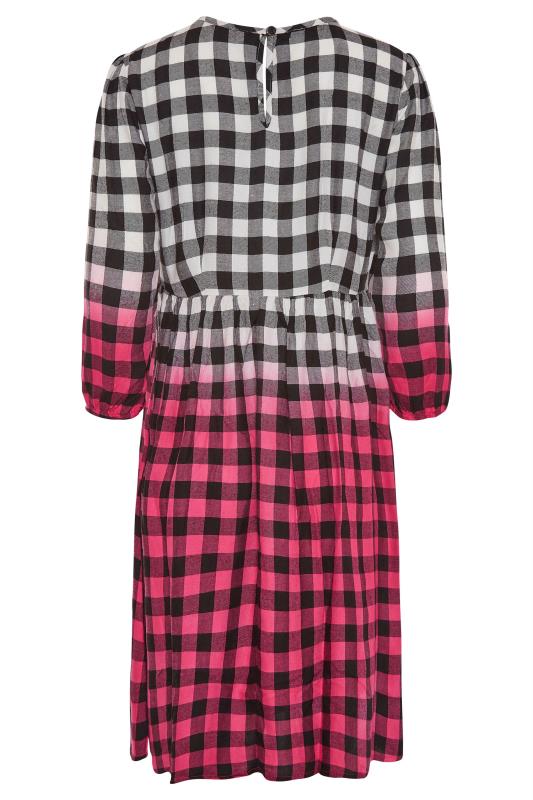 LTS Tall Pink Ombre Check Smock Dress 7