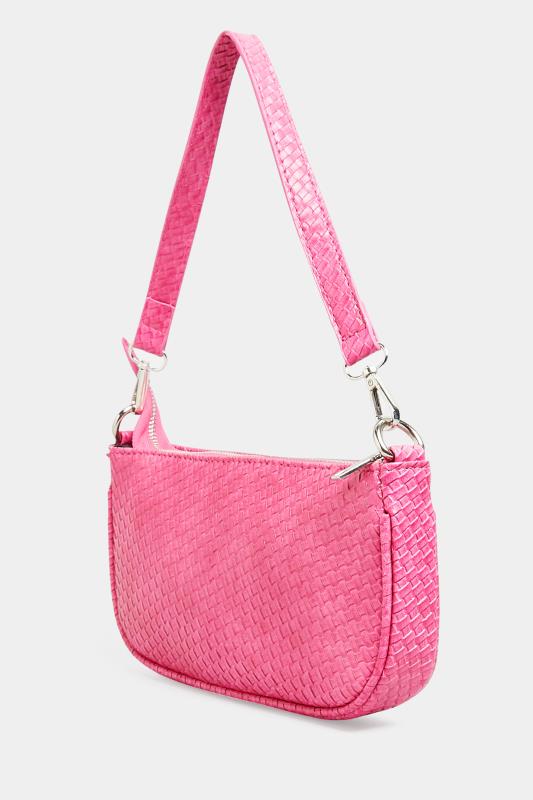 Hot Pink Woven Shoulder Bag 1