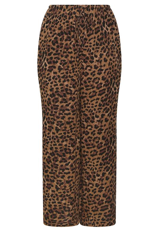 LIMITED COLLECTION Plus Size Brown Leopard Crinkle Trousers | Yours Clothing 5