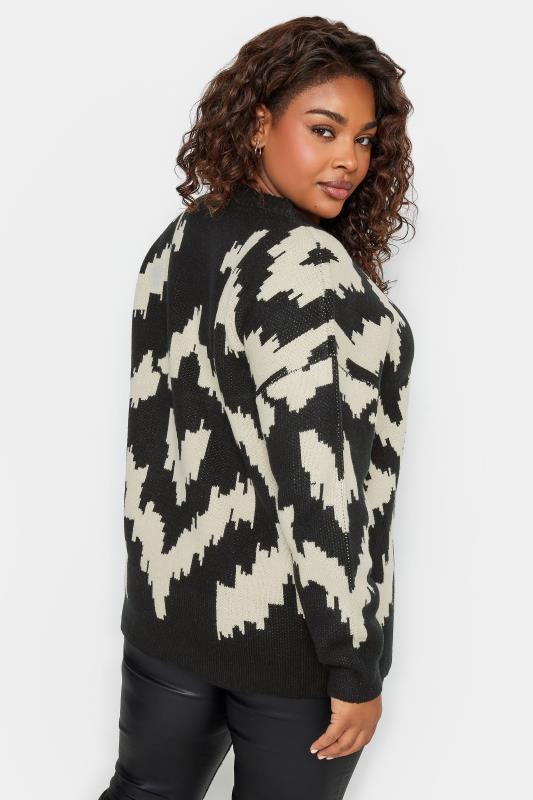 YOURS Plus Size Black Abstract Pattern Knitted Jumper | Yours Clothing 3
