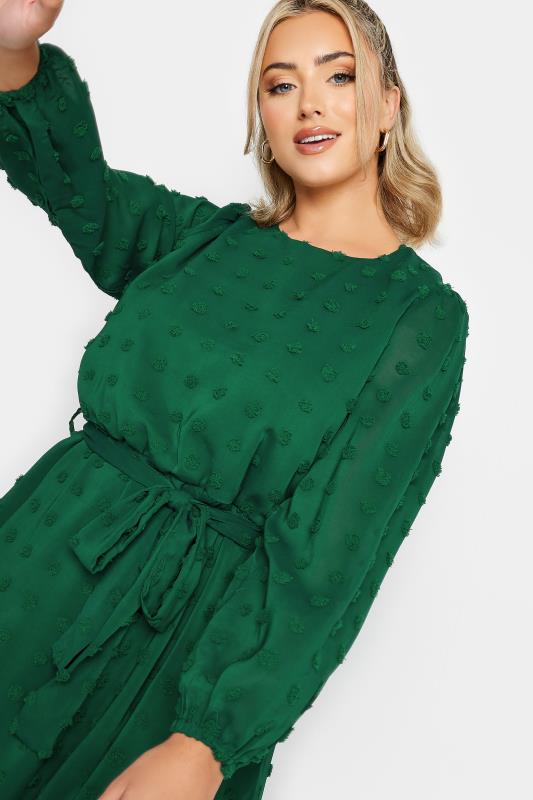 Plus Size YOURS LONDON Green Dobby Puff Sleeve Dress | Yours Clothing 4