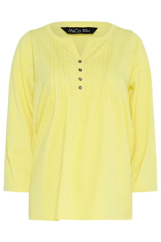 M&Co Yellow Cotton Henley Top | M&Co 5