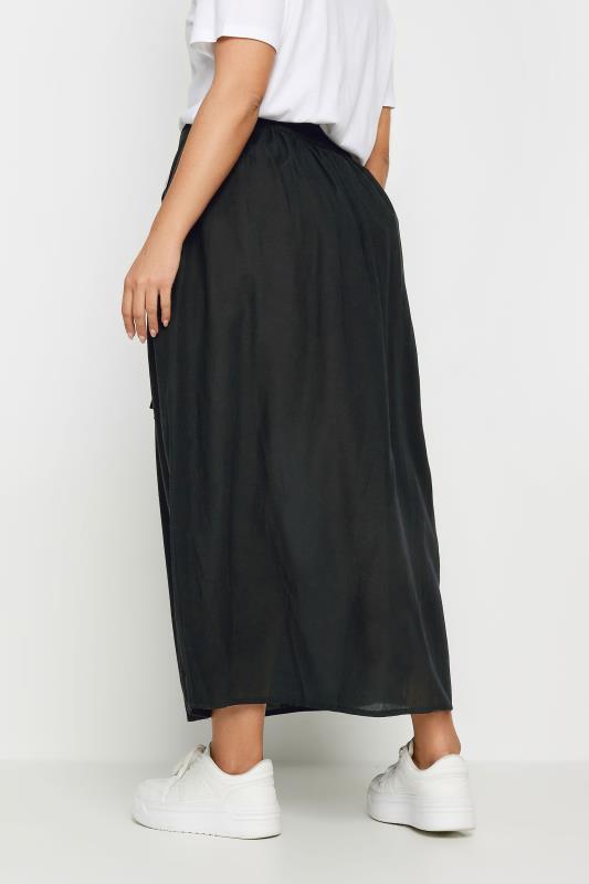 YOURS Plus Size Black Button Front Chambray Maxi Skirt | Yours Clothing 3