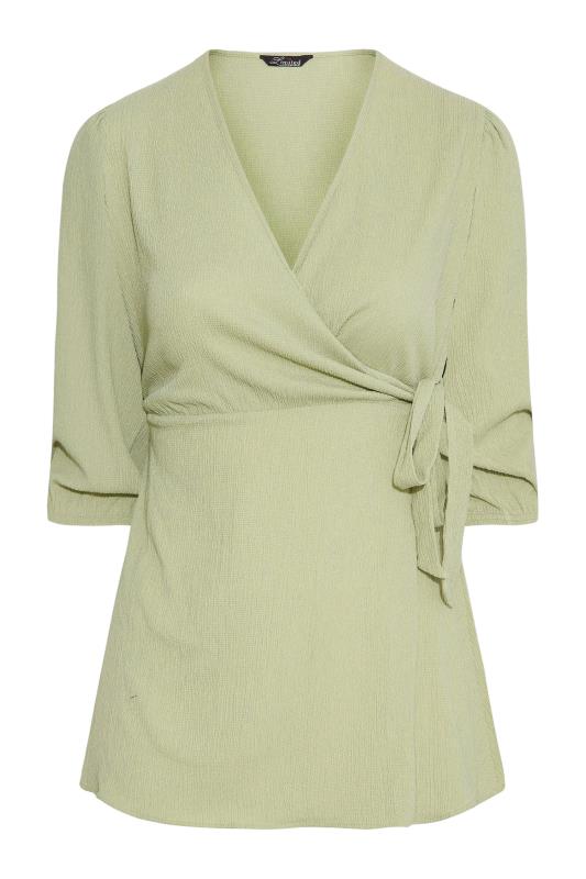 LIMITED COLLECTION Curve Sage Green Crinkle Wrap Top_X.jpg