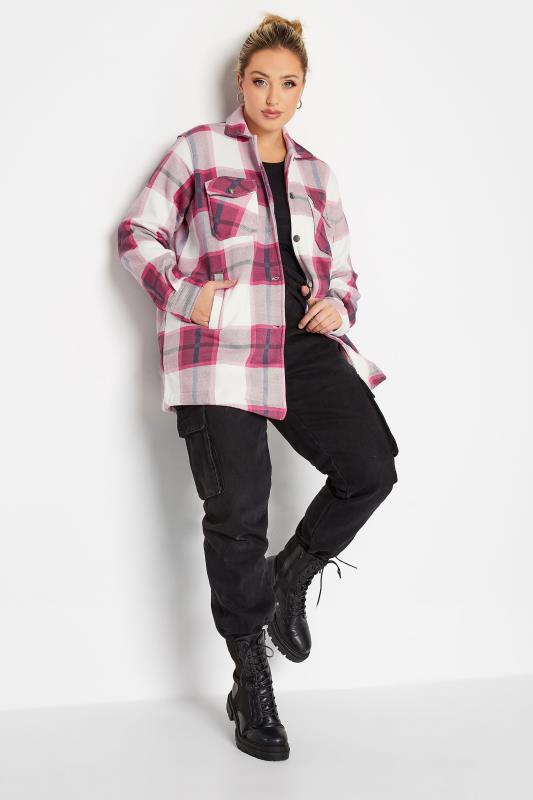 Curve Pink & White Check Shacket | Yours Clothing 3