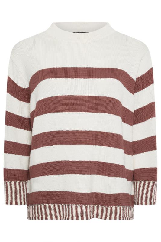 YOURS Plus Size White & Brown Stripe Jumper | Yours Clothing 6