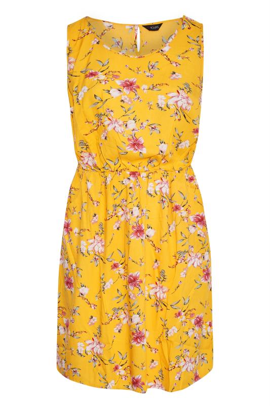 Plus Size Yellow Floral Pocket Dress | Yours Clothing 6