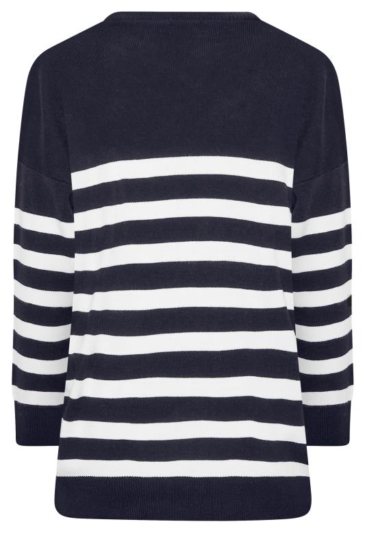 YOURS Plus Size Navy Blue Stripe Jumper | Yours Clothing 8
