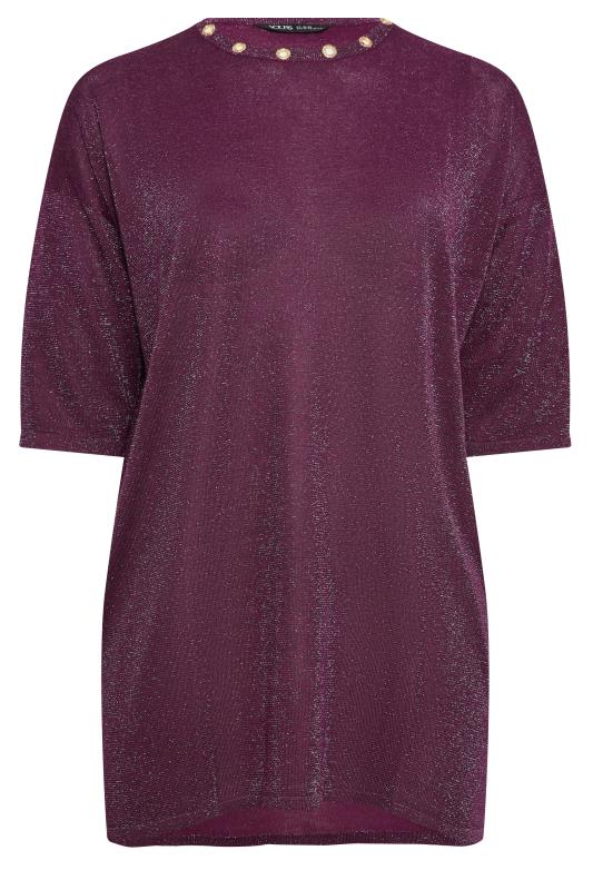 YOURS Plus Size Purple Metallic Eyelet Jumper | Yours Clothing 5