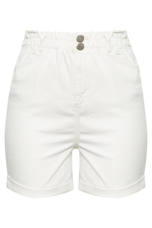 YOURS Plus Size White Elasticated Waist Denim Shorts | Yours Clothing 4