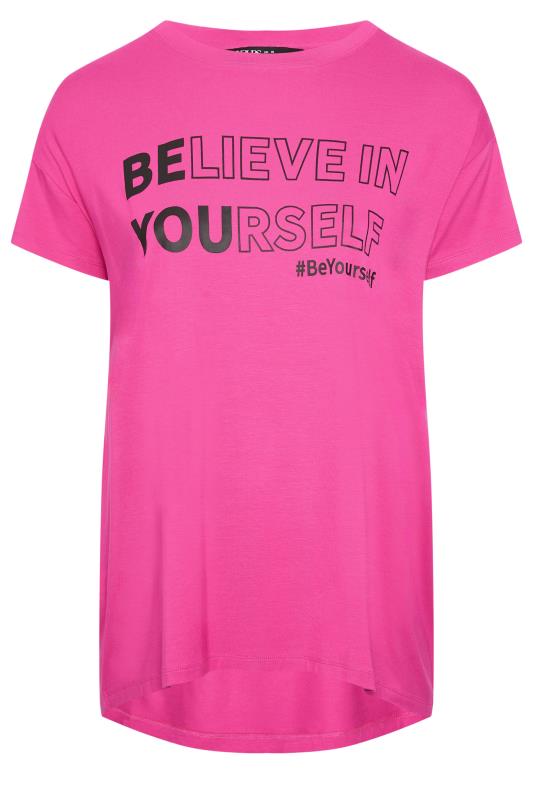 YOURS ACTIVE Plus Size Pink 'Believe In Yourself' Top | Yours Clothing 6