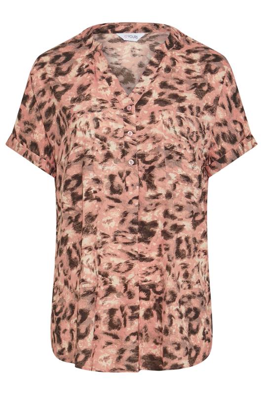 Curve Pink Leopard Print Grown On Sleeve Shirt 6