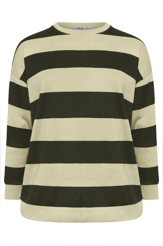 YOURS Plus Size Stone Brown Stripe Sweatshirt | Yours Clothing 5