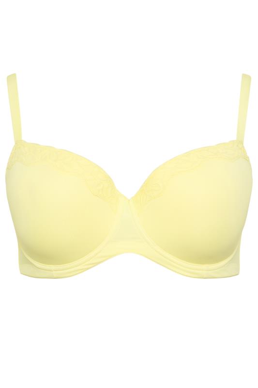 YOURS 2 PACK Plus Size Curve Yellow & White Lace Trim T-Shirt Bra | Yours Clothing 9