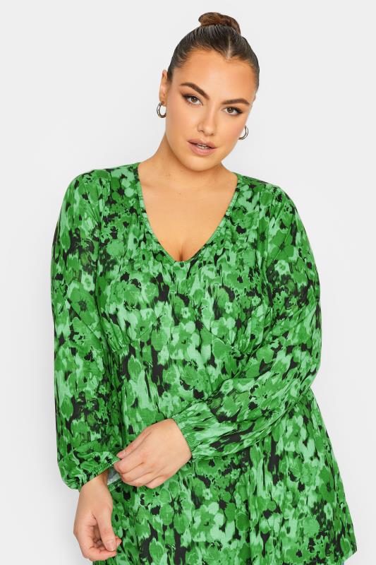 LIMITED COLLECTION Plus Size Green Floral Bust Detail Top | Yours Clothing 4