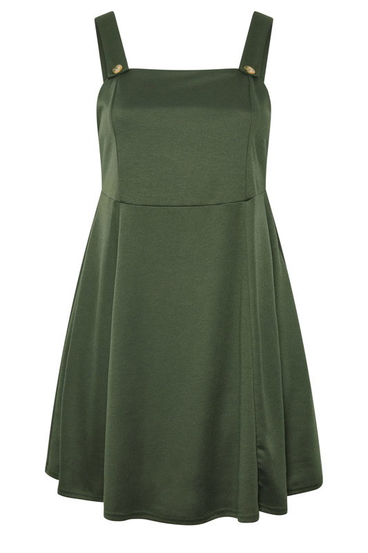 Yours Women's Plus Size Khaki Green Pinafore Dress Size 16