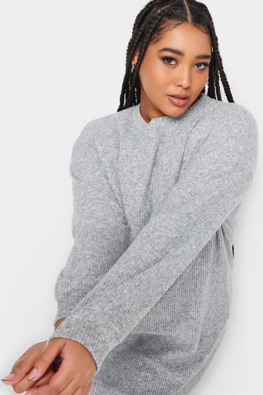 YOURS Plus Size Grey Soft Touch Ribbed Knitted Jumper Dress | Yours Clothing 4