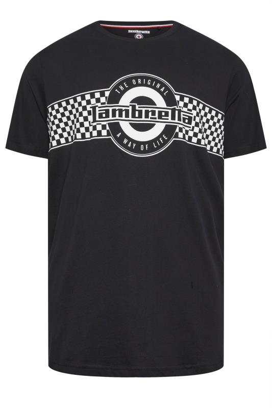 LAMBRETTA Big & Tall Black Checker Logo T-Shirt | BadRhino 2