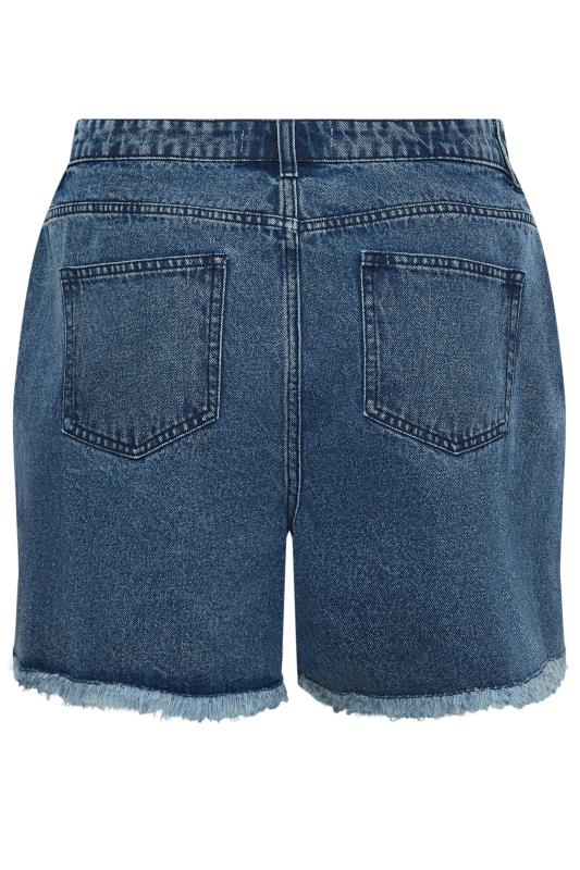 Plus Size Mid Blue Ripped Floaty Denim Shorts | Yours Clothing  5