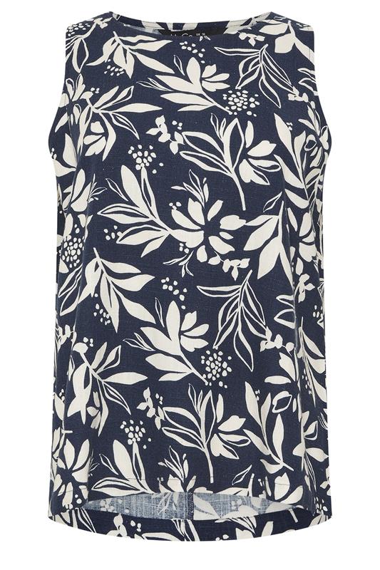 M&Co Navy Blue Abstract Floral Linen Vest Top | M&Co 6
