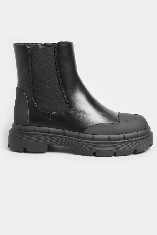 Black Chunky High Chelsea Boots In Wide E Fit | Yours Clothing  3