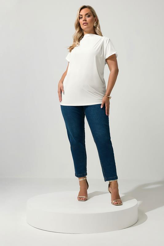 YOURS LONDON Plus Size White Pleated Shoulder Top | Yours Clothing 1