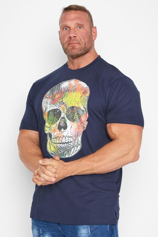 KAM Big & Tall Navy Blue Skull Print T-Shirt 1