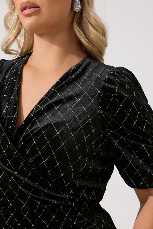 glitter wrap around dress Yours London Women's Plus Size Black Velvet Size 22-24 COCKTAIL