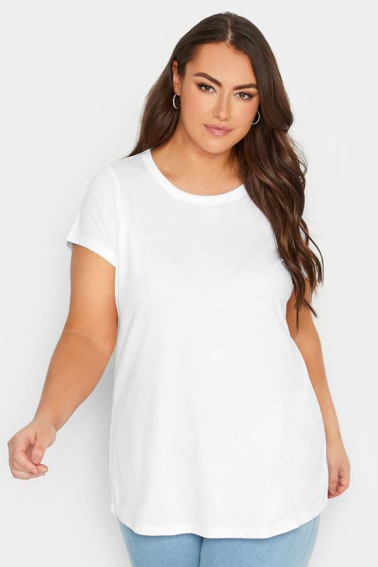 Plus Size White Essential T-Shirt | Yours Clothing 1