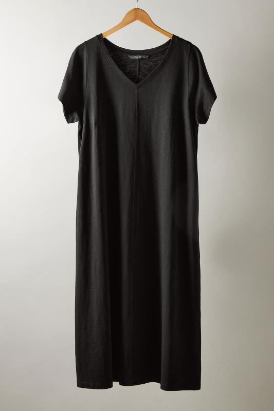EVANS Plus Size Black Cotton Midi Dress | Evans 6