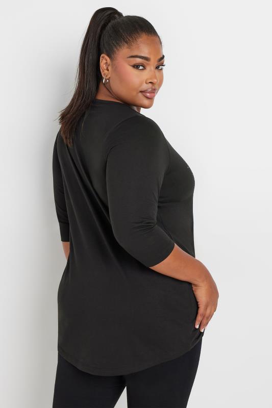 YOURS Plus Size Black Diamante Reindeer Top | Yours Clothing  3