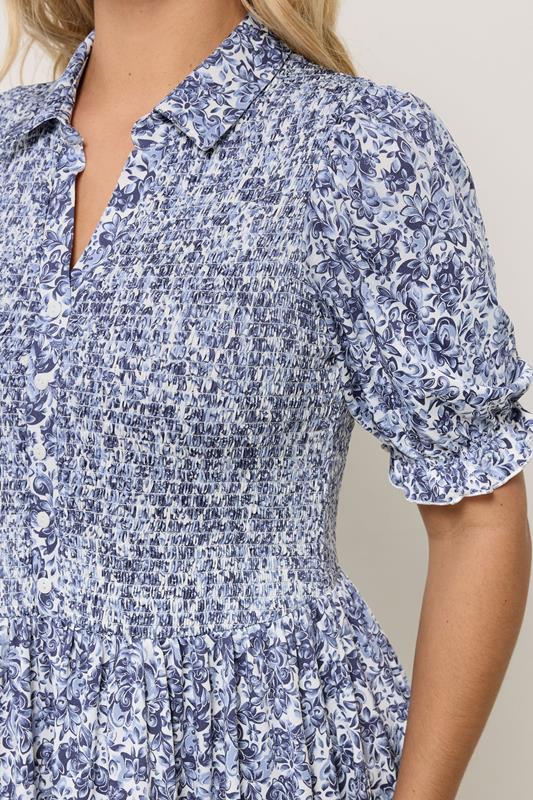 YOURS Plus Size Blue Floral Midi Dress | Yours Clothing 4