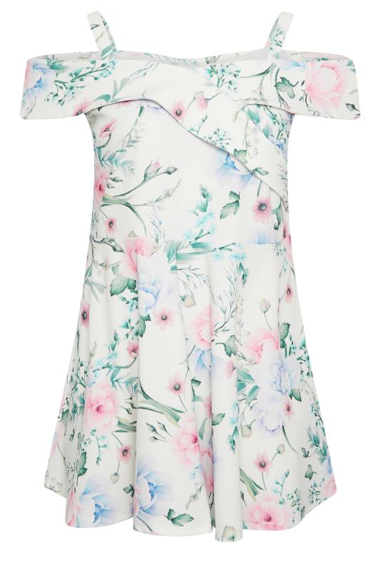 YOURS LONDON Plus Size White Floral Bardot Peplum Top | Yours Clothing 6