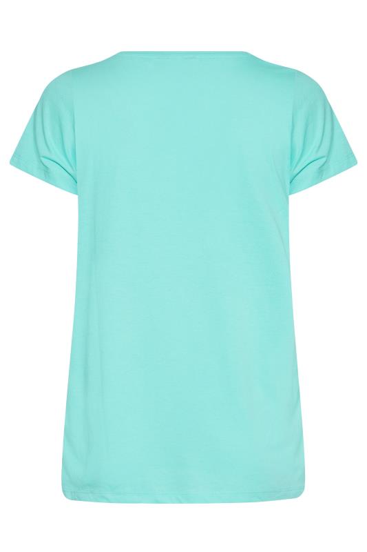 Curve Bright Aqua Blue Short Sleeve Basic T-Shirt 6