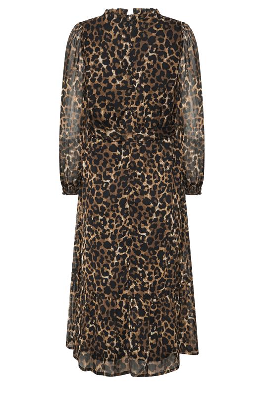 M&Co Brown Animal Print Long Sleeve Ruffle Trim Dress | M&Co 6