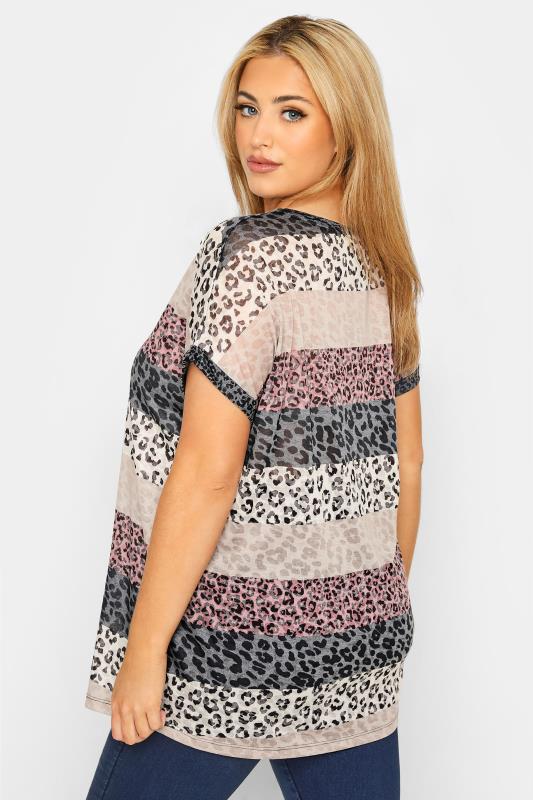 Plus Size Colour Natural Brown Block Leopard Print T-Shirt | Yours Clothing 3
