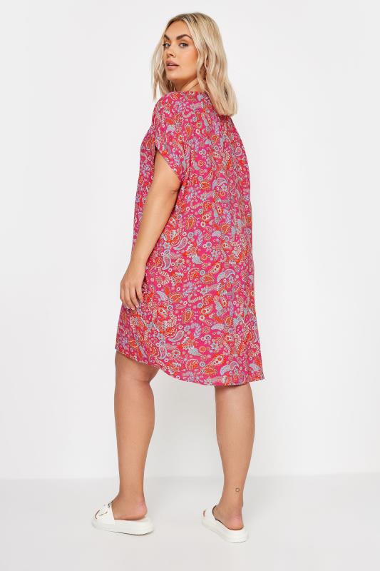 YOURS Plus Size Pink Paisley Print Shift Dress | Yours Clothing 3