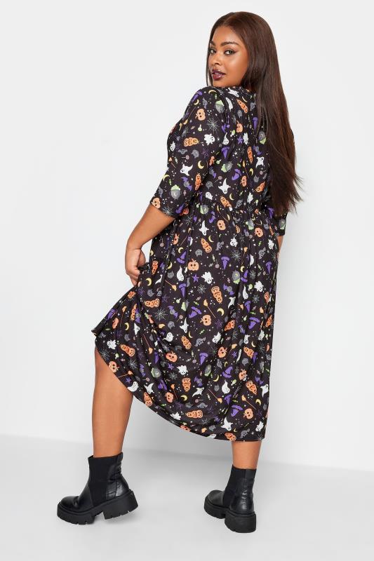 LIMITED COLLECTION Curve Black Halloween Print Smock Midaxi Dress 4