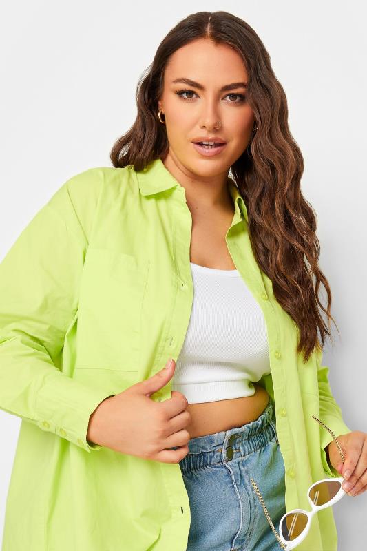 LIMITED COLLECTION Plus Size Lime Green Oversized Boyfriend Shirt | Yours Clothing  4