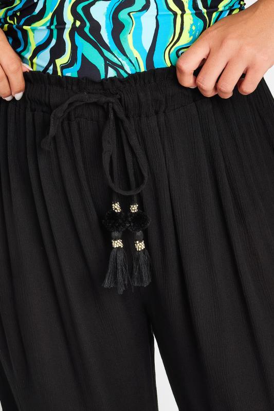 YOURS Plus Size Black Tassel Detail Wide Leg Beach Culottes | Yours Clothing 5
