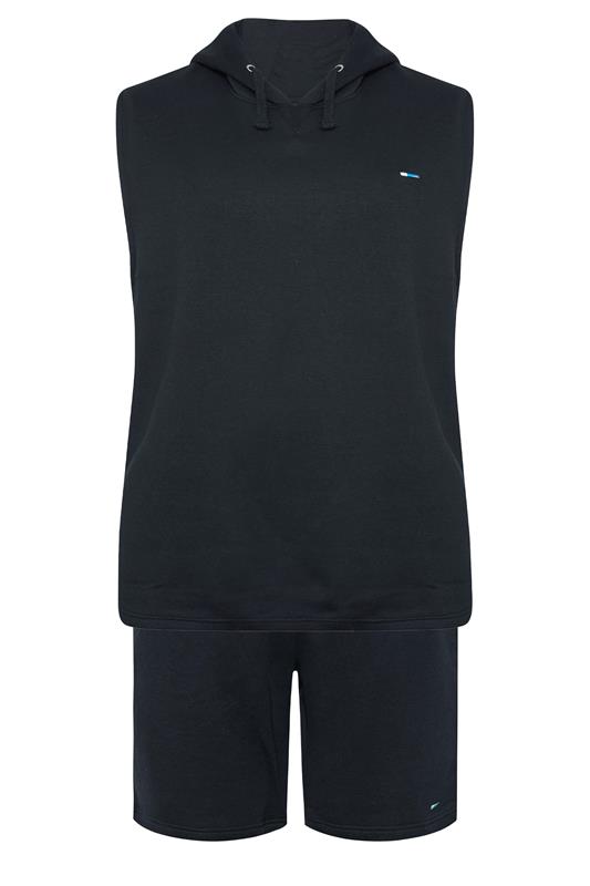 BadRhino Big & Tall marineblauwe mouwloze hoodie- en shortset