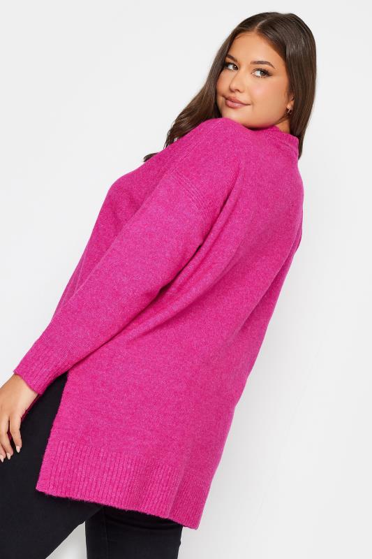 YOURS Plus Size Pink High Neck Knitted Jumper | Yours Clothing 3