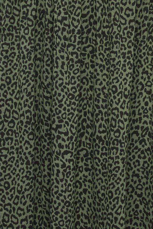YOURS Plus Size Green Leopard Print Midi Smock Dress | Yours Clothing 5